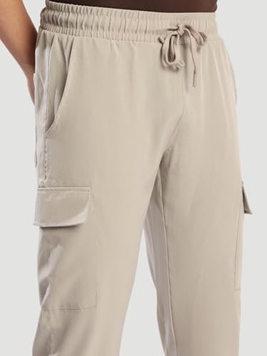 Image of BENE KLEED Men's Solid Polyester Cargo Trousers | Classic Style | Full Length | Straight Fit