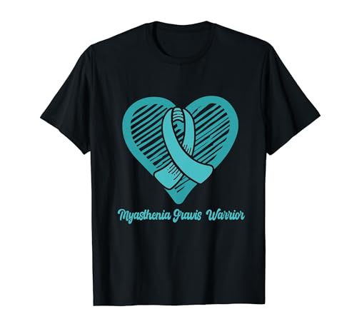 Myastenia Gravis Warrior lleva una cinta y un corazón de color verde azulado Camiseta