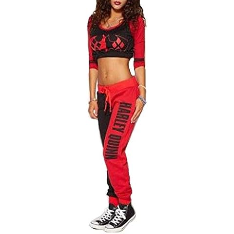 V-will Women Casual Active Joggers Sportwear Set Sport Gym Tracksuits for Adult Girls Active Cosplay Costumes (Red, M) Cover