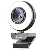 YZNCAM Ultra HD 4K Webcam,Dual Noise-Canceling Mic,AI Auto Focus,8 Megapixel,Built-in Privacy Cover and Adjustable Light,Plug and Play Webcam for Laptop, Video Camera for Video Calls, Live Streaming