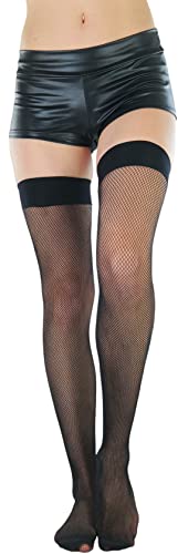 Image of ToBeInStyle Women's Sexy Nylon Versatile Fine Fishnet Thigh High Stockings w /Opaque Band