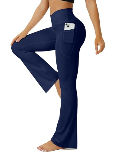 FOHOFO Yoga Pants Women, Flare Leggings for Women with Pockets Crossover High Waisted Bootcut Yoga...