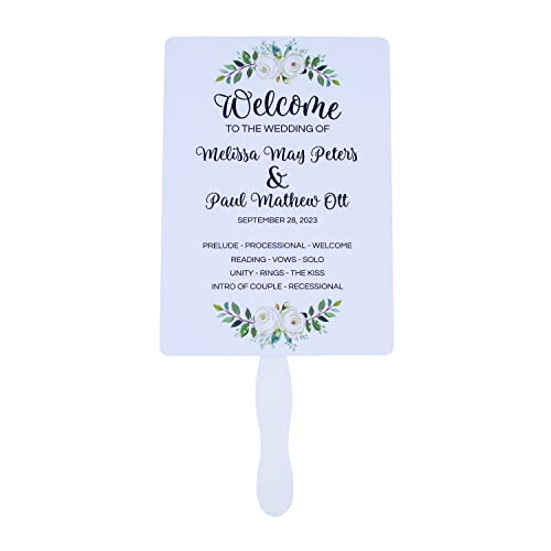 Fun Express Personalized Greenery Wedding Program Hand Fans - Stationery - 12 Pieces