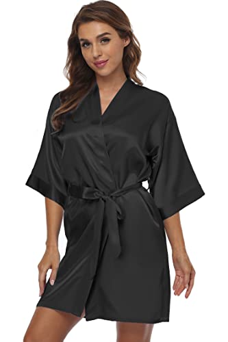 BeingYoung Bata tipo kimono de satén para mujer, cuello en...