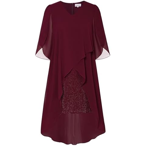 Hanna Nikole Dark Red Midi Evening Dress Cover