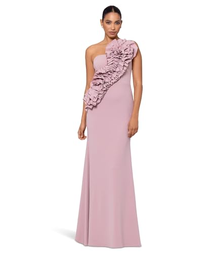 Amazon.com: Betsy & Adam Women's One Shoulder Ruffle 3D Flower Formal Long  Dress, Rose Pink, 8 : Clothing, Shoes & Jewelry