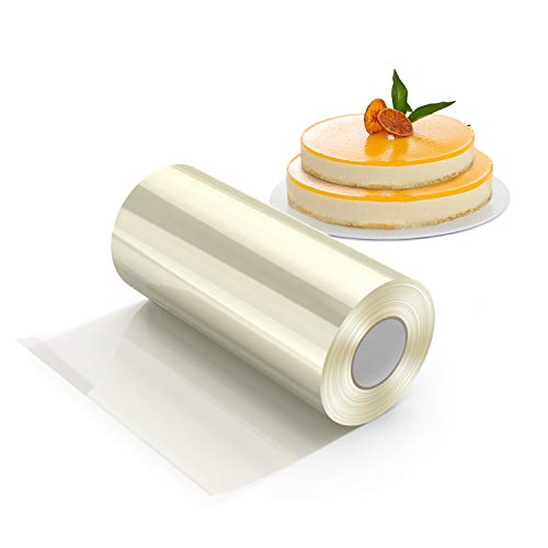 H HOMEWINS Colliers à Gâteau Rhodoïd Rouleau Ruban Bord en Film Cercle de Pâtisserie Transparent Feuille pour Mousse Chocolat Décoration de Gâteaux (10CM×10M×125 Micron)