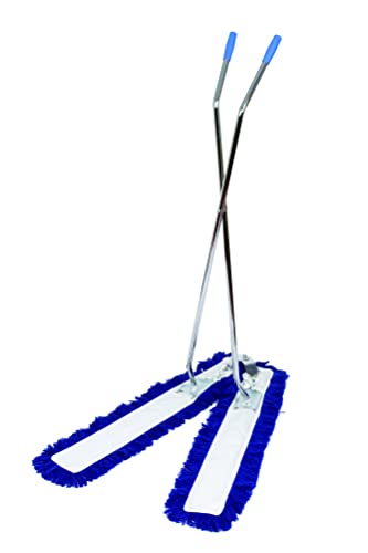 Abbey 100cm V Shaped Floor Sweeper Scissor Mop Kit for Hard Floor – Washable Industrial V Sweeper Mop Easily Catches Dust from Floors – Commercial V Scissor Warehouse Sweeping Broom