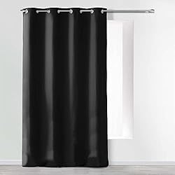 Cortinas Baratas Douceur d'Intérieur Absolu - Cortina con Ojales (140 x 260 cm, 260 x 140 cm, Microfibra, Lisa, poliéster), Negra