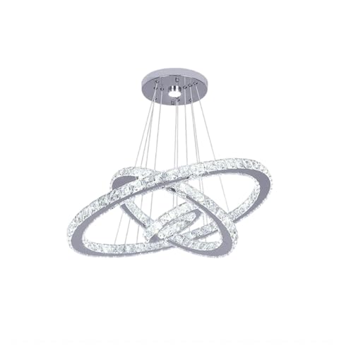 Lustre en cristal led luxe à 3 anneaux pour éclairage de salon haut de gamme