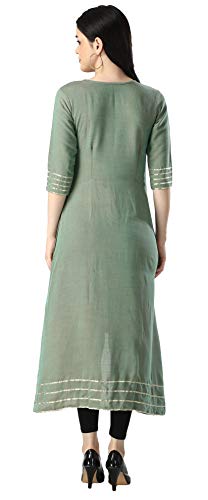 Image of OM SAI LATEST CREATION Designer Slub Cotton Fully Stitched Anarklai Kurti for Women & Girls on Jeans Palazzo or Skirt (Plus Size Upto 2XL)-(Grey)