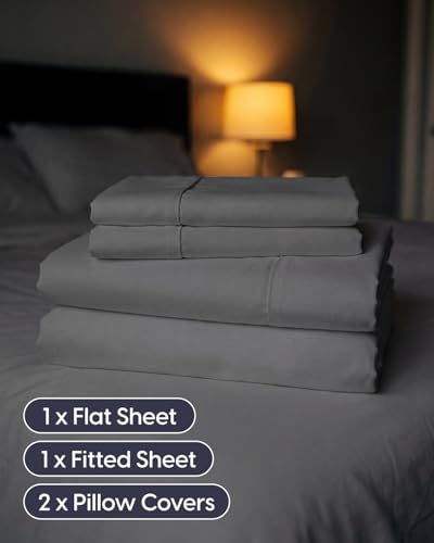 Image of Sleepy Town Queen Size Bed Sheets - 4 Piece - Queen Sheet Set - Extra Soft, Comfy & Cooling - Easy Care - Shrinkage, Wrinkle & Fade Resistant - Brushed Microfiber - Deep Pocket Bed Sheets (Dark Grey)