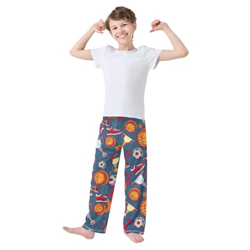 ZZXXB Basketball Football Print Boys Long Pants Soft Trousers Elastic Waist Kids Lounge Bottoms with Pockets S-XL2