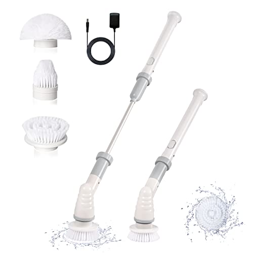 Electric Spin Scrubber Power Cleaning Brush Bathroom Floor Scrubber,Cordless Grout Power Shower Cleaner with 3 Replaceable Rotating Brush Heads for Tile, Floor, Bathtub,Kitchen, Pool 