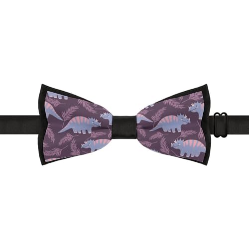 GoasNei Cute Dinosaur And Leaves Pattern Bow Tie for Men Adjustable Necktie Funny Tie Neck Ties for Weddings Party