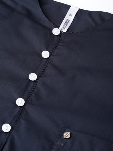 Image of Hubberholme Men Navy Blue Woven Shirt
