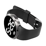 FABULETTA Reloj electrónico LED de pantalla grande, pantalla táctil, plástico ABS, pantalla de varios colores, diseño de moda para hombres, mujeres, estudiantes, negocios deportivos (verde plateado)