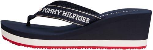 Tommy Hilfiger Chanclas Mujer Summer Sandal con cuña, Azul (Space Blue), 42