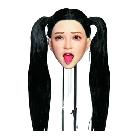 1/6th Scale Female Head Sculpt, Asia Girl Tongue Out Planted Hair PVC Head Carving for 12inches Phicen, TBLeague Body Action Figure Body Doll (YMT043B) Cover