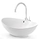 VILSTEIN® Keramik Waschbecken Oval [60CM] – Aufsatzwaschbecken Oval – Waschbecken Rund für Badezimmer & Gäste WC – Aufsatzwaschbecken Rund mit Überlauf – Handwaschbecken für Waschtisch – Bathroom Sink