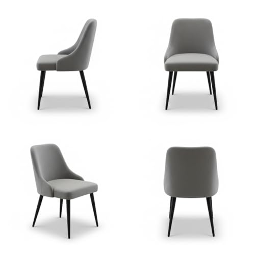 Image of Finch Fox Taskpro Modern Unique Velvet Upholstered Seating Living Room Dining Chair with Black Metal Legs in Dark Grey Color