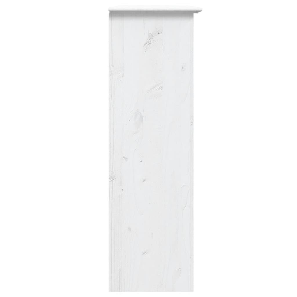 Armario de vitrina BODO con puerta de cristal de madera maciza de pino en blanco, uso versátil como accesorio para aparador o cómoda, con asas de metal y muchos estantes