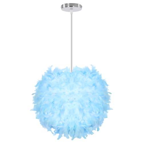 iDEGU Lustre Suspension Ø 30cm Plafonnier Lustre Plume Bleu E27 Éclairage de Plafond Moderne Lampe Suspension Luminaire pour Chambre Salon (Bleu)