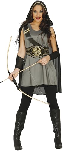 Guirca- Disfraz adulta arquera, Color carbón, Talla 38-40 (84572.0)