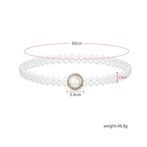 Women Pearl Belts for Dresses Fashion Pearl Elastic Belts Waist Chain Belly Chain Belt Elegant Brida Wedding Belt Chain Body Chain for Prom Jewelry Accessories (Pearl)2