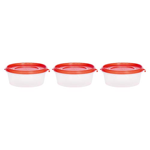 Image of Cutting EDGE Nesterware 500ml Stackable Food Container (Set of 3, Red) | BPA-free plastic, stackable design, leak-proof, kitchen storage, pantry, fridge, meal prep, reusable, travel use