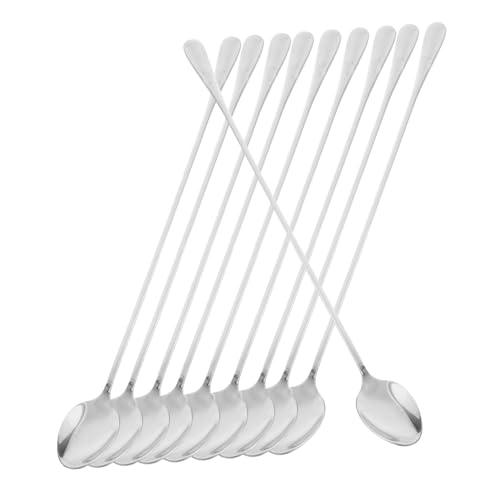 HOMOBABE 10個 ステンレス製加長調味スプーン 多機能アイスコーヒースプーン 蜂蜜 ホットチョコレート用 キッチン攪拌用器具 家 業務用