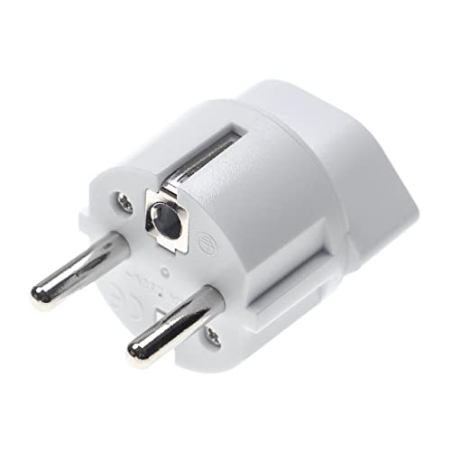 vhbw Adaptateur Voyage pour Prise Type J, SN 441011 (connecteur Euro vers Prise Suisse/CH) - Blanc, Max. 250 V / 2500 W
