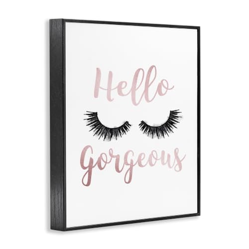 Image of Stupell Industries Hello Gorgeous Eyelashes Typography Black Framed Wall Art, 11 x 14, Design by Artist Amanda Greenwood