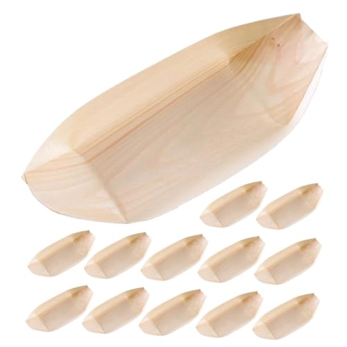 OFFSCH Japanese Style Wooden Sushi Serving Trays 100pcs Disposable Food Trays Boat Design