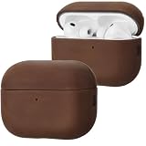 Anlinser Cover per AirPods Pro 3 in Pelle, Custodia in Vera Pelle Progettata per la Ricarica Wireless, Cover Protettiva Antiurto Realizzata a Mano, Compatibile con Apple AirPods Pro 3, Marrone Scuro