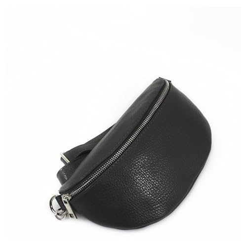 Image of LeahWard Unisex Italian Real Leather Sling Bag Women's Crossbody Shoulder Chest Handbag Holiday (BLACK 1)
