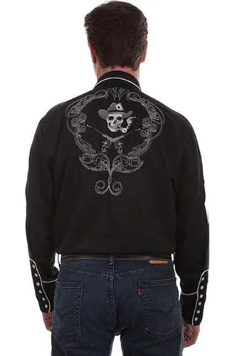 Scully Black Embroidered Men's Long Sleeve Snap from Western Shirt P-8522