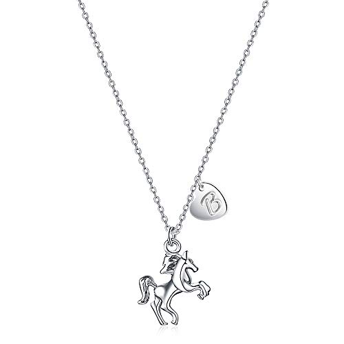 Turandoss Horse Girl Gifts for Women, Horse Necklace with Initial B Necklace Horse Lover Gifts for Girls Jewelry Horse Necklace for Kids Horse Girl Gifts