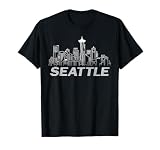 Grunge Seattle Skyline Distressed Look Design T-Shirt
