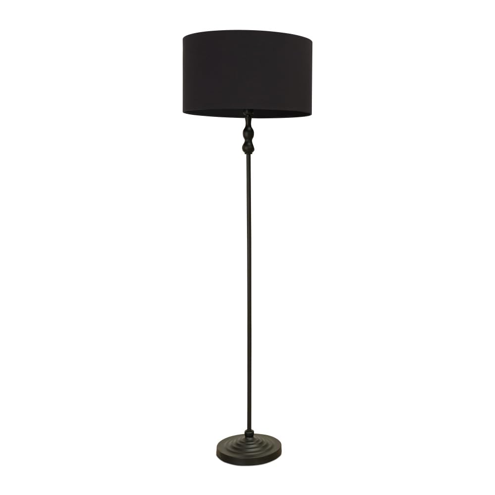 ValueLights | Black Metal Candlestick Floor Lamp with Black Fabric Drum Shade Living Room Light | Floor Lamps, Home Décor & Improvement Essential