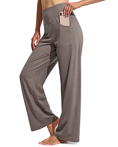 Image of Promover Wide Leg Pants Woman Yoga Pants with Pockets Stretch Loose Casual Lounge Sweatpants Petite /Regular /Tall
