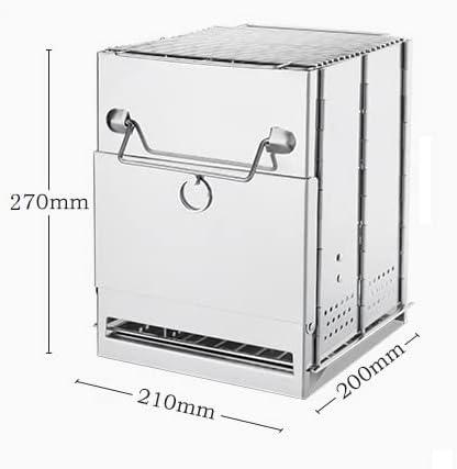 Miniatura 6 de Estufa de leña plegable para acampar con parrilla, estufa de campamento plegable para mochileros, estufa de supervivencia de acero inoxidable para