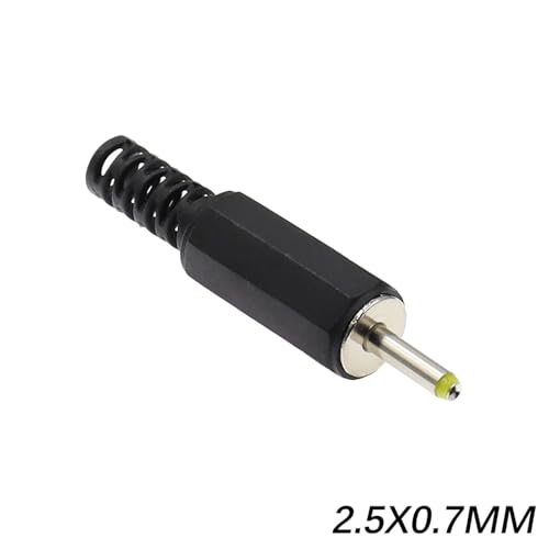 Conector de CC con adaptador de corriente de 2.5x0.7mm y clavija macho para soldar cables 2