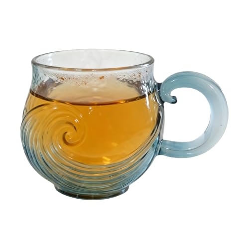 Vasos De Vidrio Para Beber, Tazas Para Bebidas Con Agarre Ergonómico Azul, Tazas De Vidrio Azul Para Agua Novedosas, Para Bebidas Calientes Y Frías Té Agua Hogar Oficina Decoración Cumpleaños