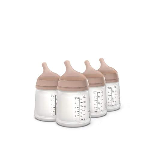 Image of Suavinex Zero Zero Anti Colic Baby Bottle, No 1 Spanish Baby Bottle Brand, Minimizes Bottle Rejection & Nipple Confusion, Perfect for Breastfeeding Babies, 4 Pk 6 oz, Medium Tone, Adaptable Flow