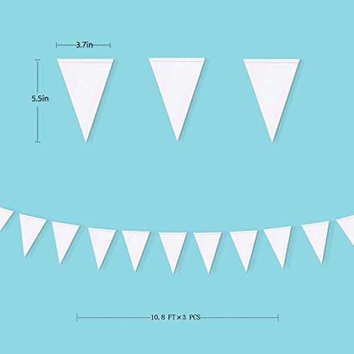 40 Ft White Party Decorations Triangle Pennant Banner Pearlescent Shimmer White Paper Flags Bunting For Graduation Wedding Bridal Shower Bachelorette Engagement Birthday Anniversary Hen Party Supplies #TOP1