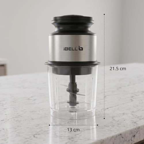 Image of IBELL Electric Chopper for kitchen,400W Powerful Motor, 4 Stainless Steel Blades,Food Grade Transparent Bowl, Compact Mini Food Processor for Chopping Vegetables, Fruits, Nuts & Herbs (Black)
