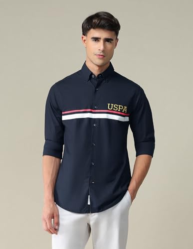 Image of U.S. POLO ASSN. Striped Regular Fit Cotton Shirts for Men - Full Sleeve Mens Casual Shirts