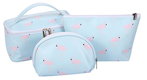 HOYOFO Makeup Bags Flamingo Travel Cosmetic Case Toiletry Storage Bag for Women, 3 PCS/Set