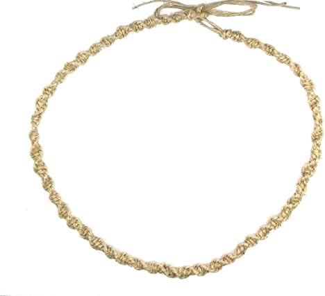 BEACH HEMP JEWELRY Macrame Hemp Choker Necklace Adjustable Tie On for Men Women Teen Girls Handmade In USA